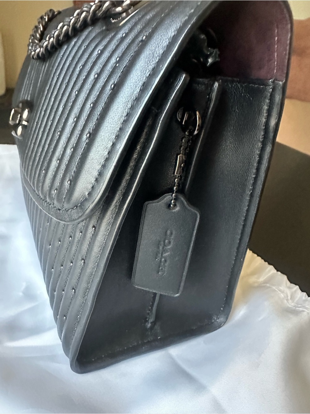 Coach Parker Quilted Leather bag with rivets in Black with Gunmetal hardware. - Picture 2 of 15